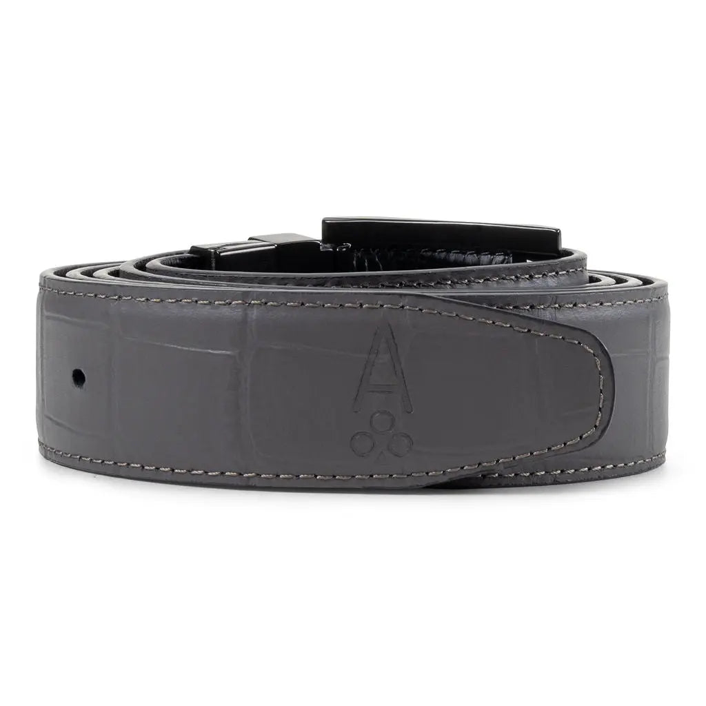 GRAY EMBOSSED ALLIGATOR BELT