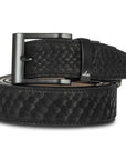 BLACK SUEDE EMBOSSED PYTHON BELT