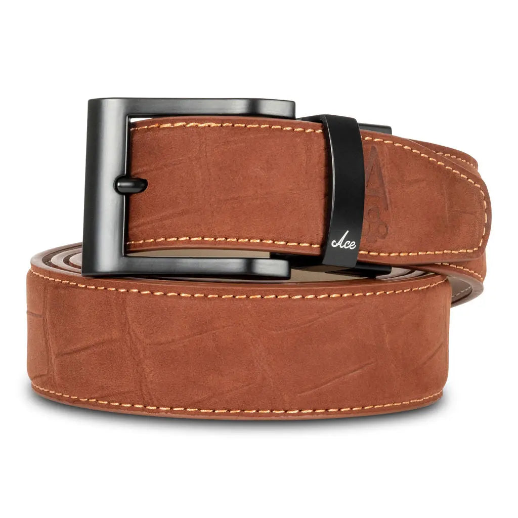 AUBURN SUEDE EMBOSSED ALLIGATOR BELT