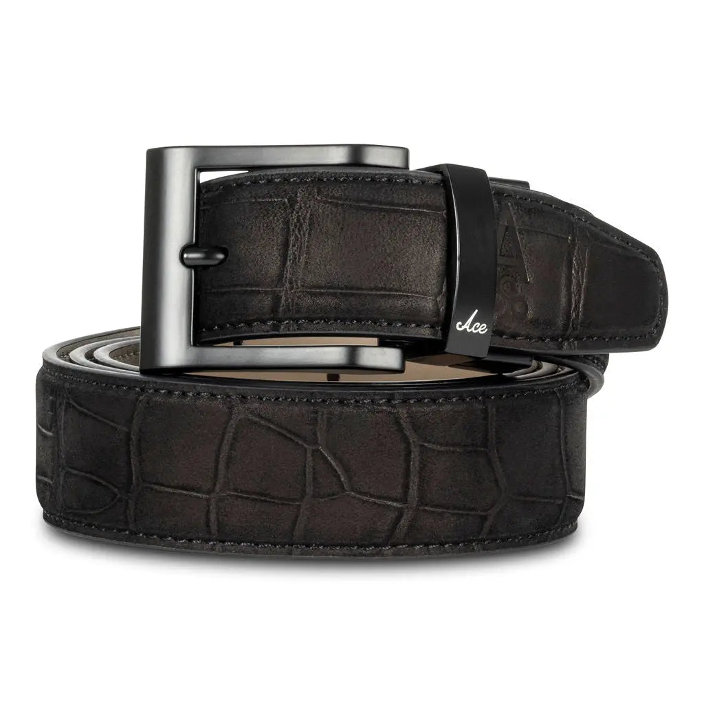 BLACK EMBOSSED ALLIGATOR BELT