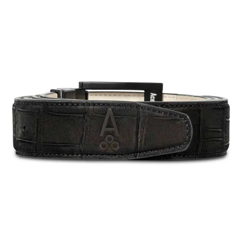 BLACK EMBOSSED ALLIGATOR BELT