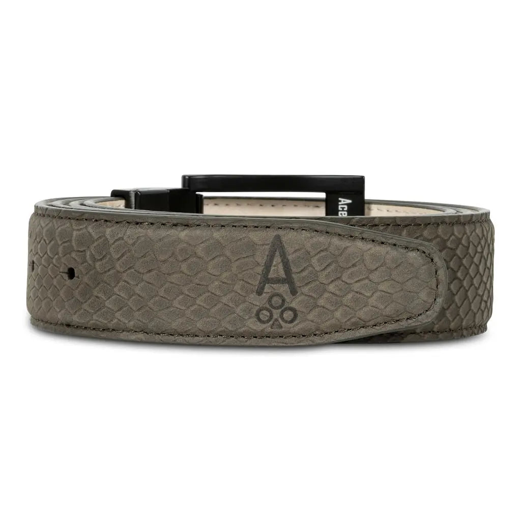 GRAY SUEDE EMBOSSED PYTHON BELT