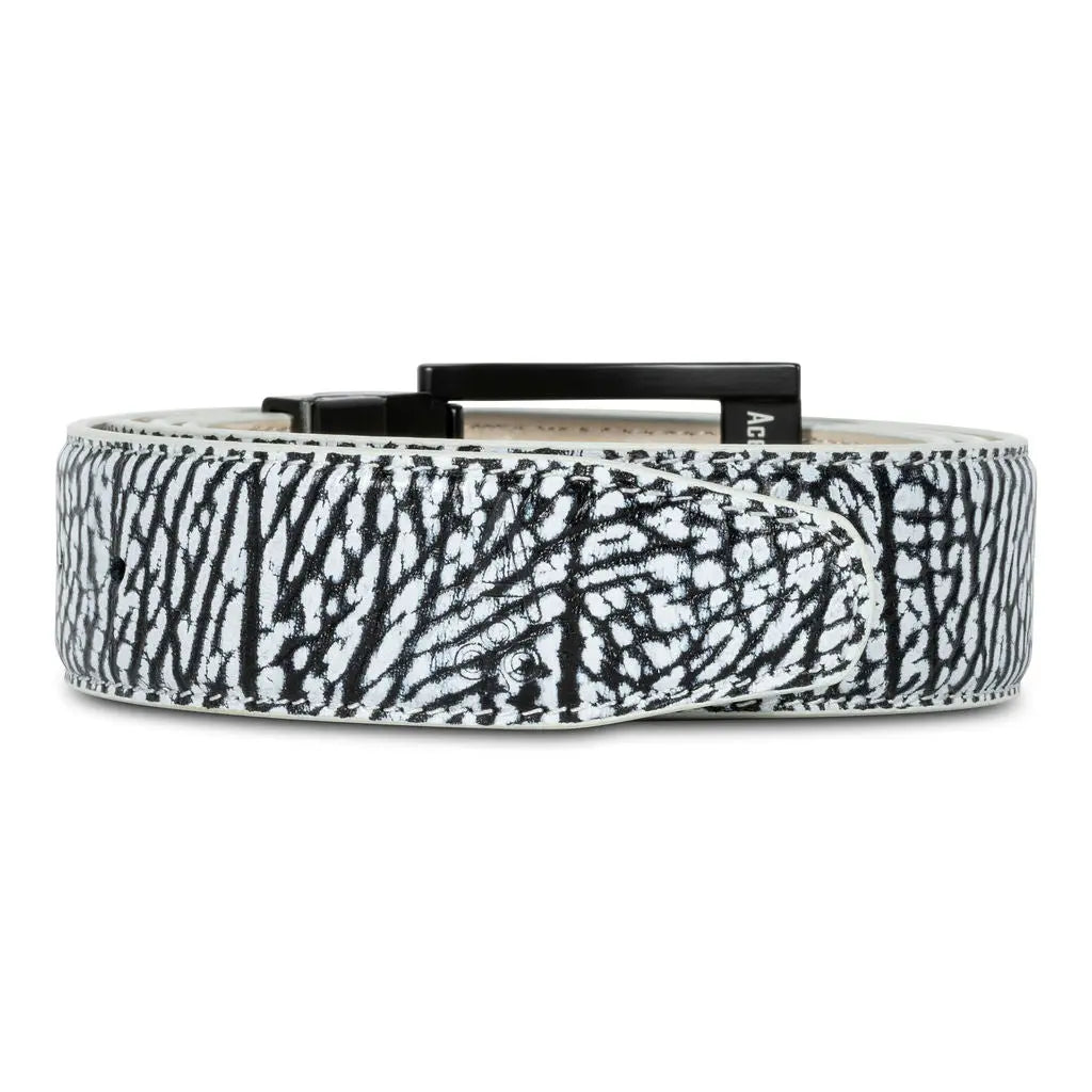 WHITE & BLACK EMBOSSED ELEPHANT BELT