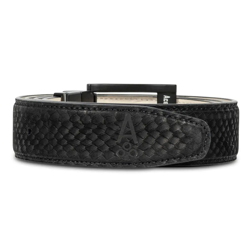BLACK SUEDE EMBOSSED PYTHON BELT