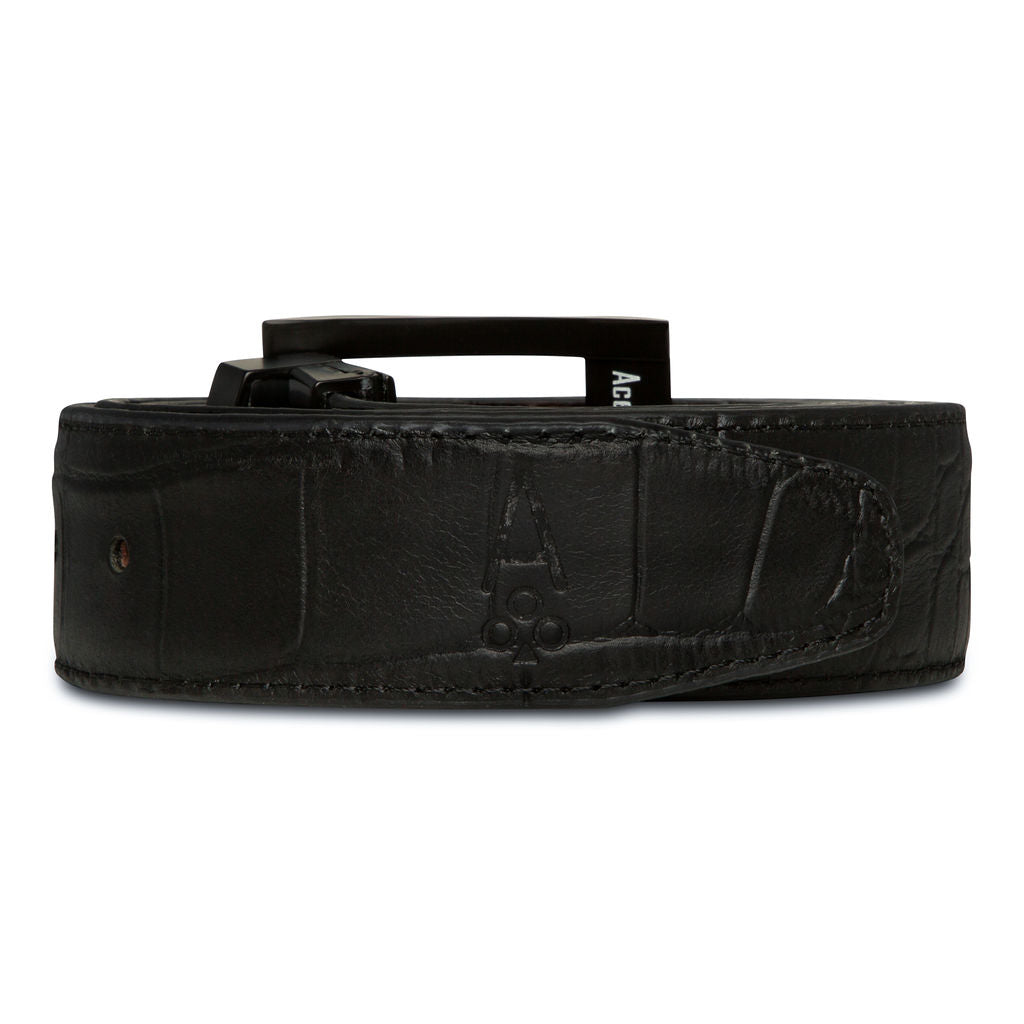 BLACK ALLIGATOR BELT - Premium ONE-SIDED BELT from Ace of Clubs Golf Co. - Just $109.00! Shop now at Ace of Clubs Golf Company