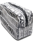 BLACK & WHITE ALLIGATOR DOPP KIT