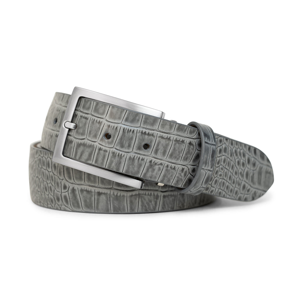 Steel Grey Alligator Italian Genuine Leather Golf Belt | Made in
