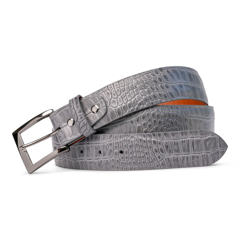Steel Grey Alligator Italian Genuine Leather Golf Belt  display picture 1