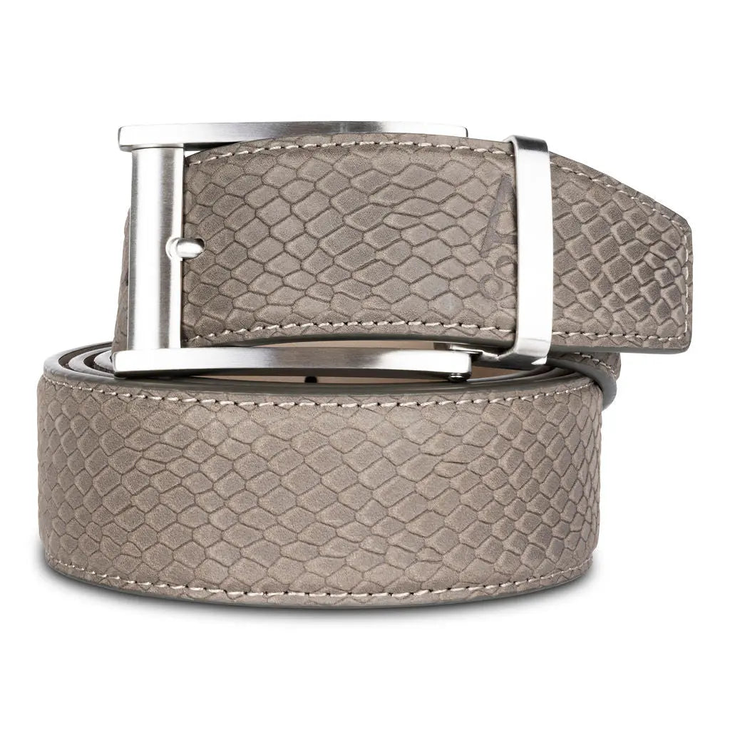 GRAY EMBOSSED PYTHON BELT