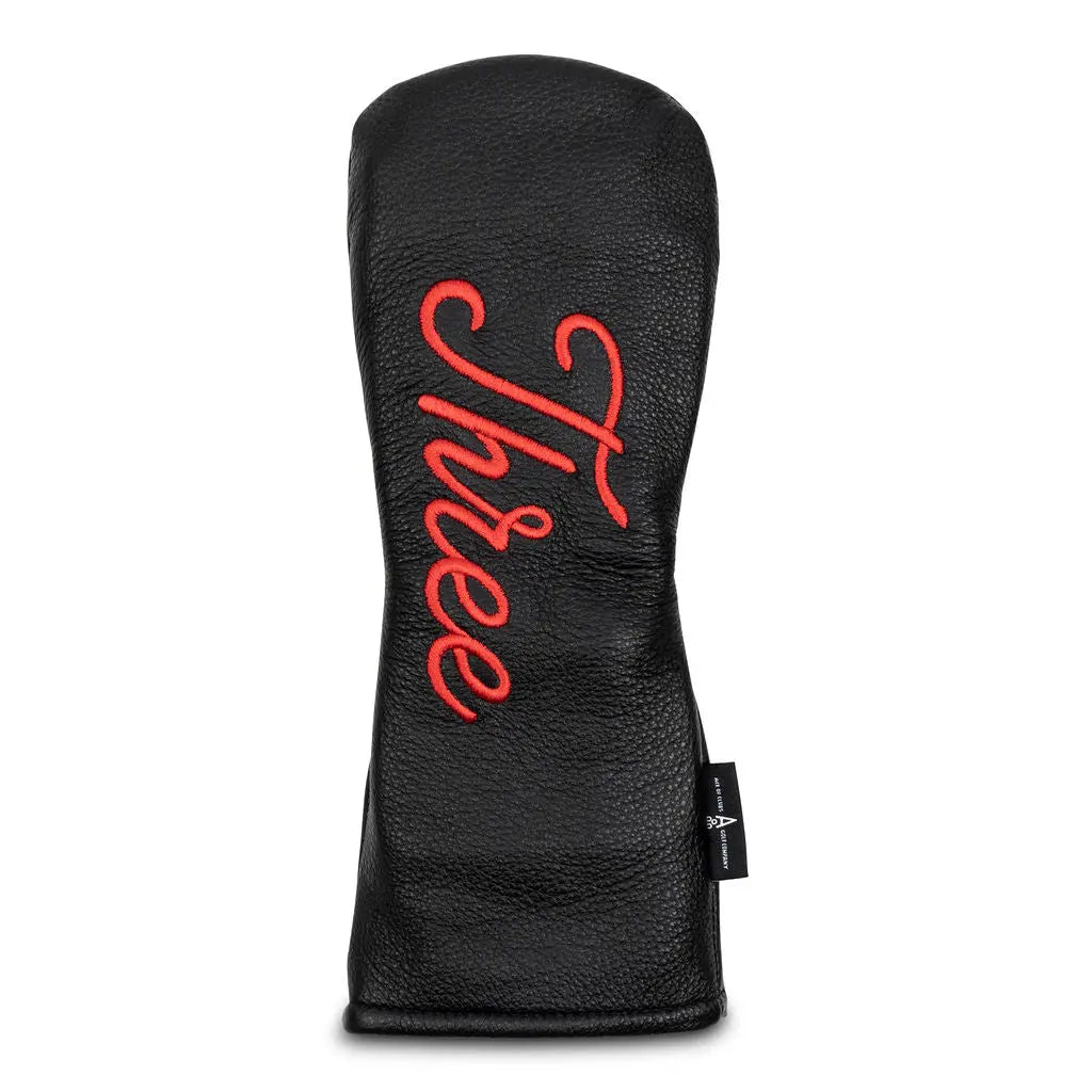 THREE - BLACK LEATHER FW WOOD HEADCOVER