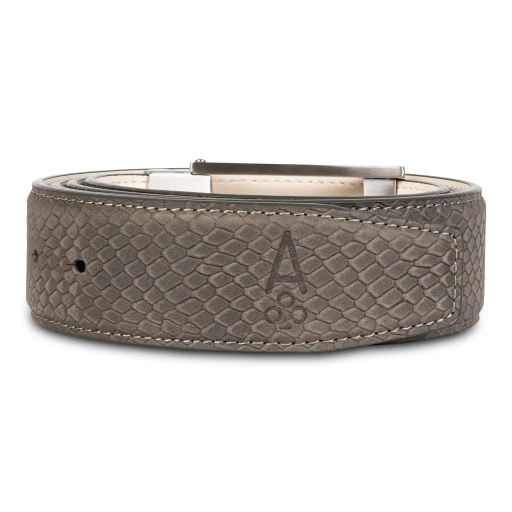 GRAY EMBOSSED PYTHON BELT