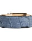 SKY BLUE SUEDE ALLIGATOR BELT