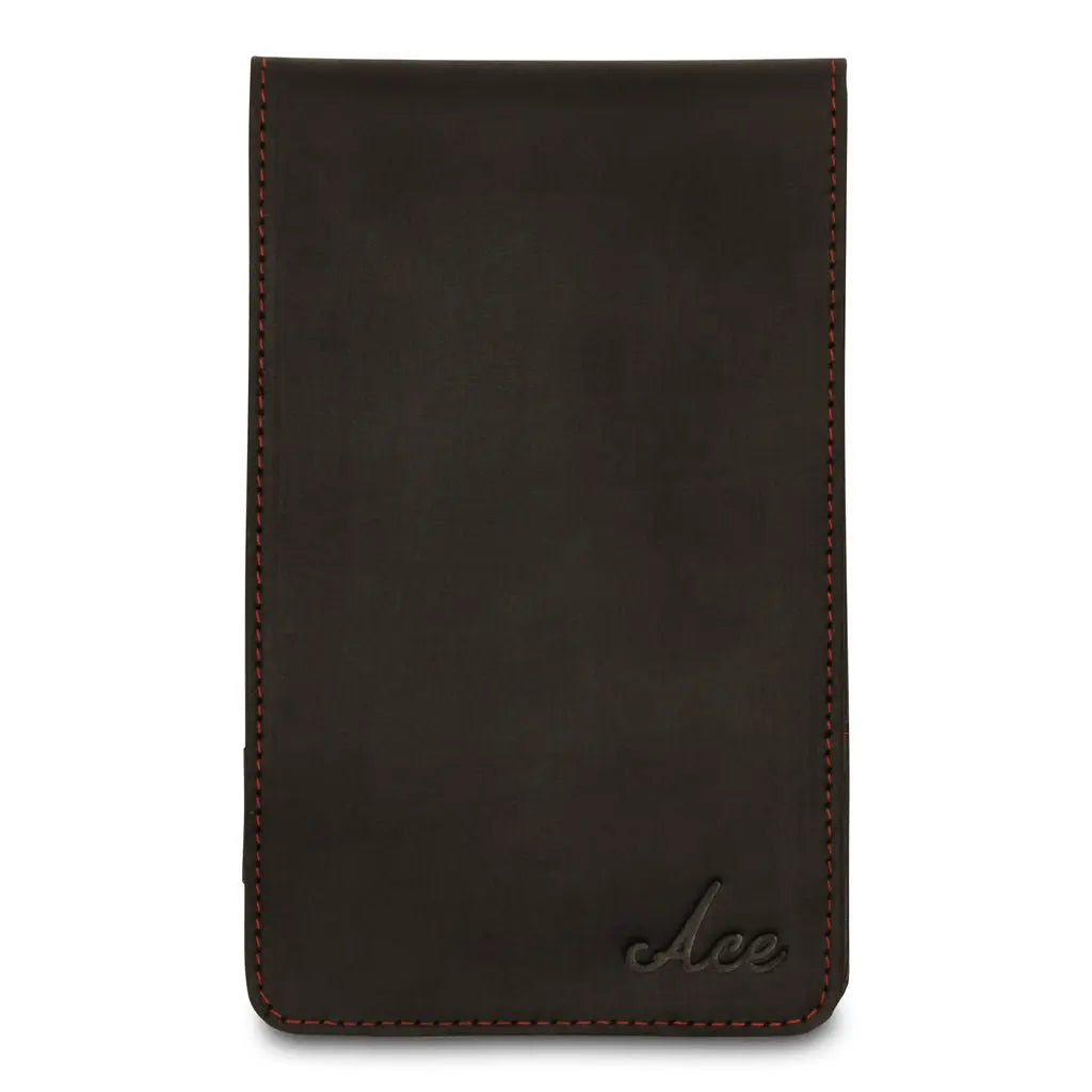 BLACK LEATHER YARDAGE BOOK COVER