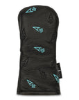 DANCING ACE - BLACK LEATHER TEAL AND BLACK EMBROIDERED HYBRID Ace of Clubs Golf Co.