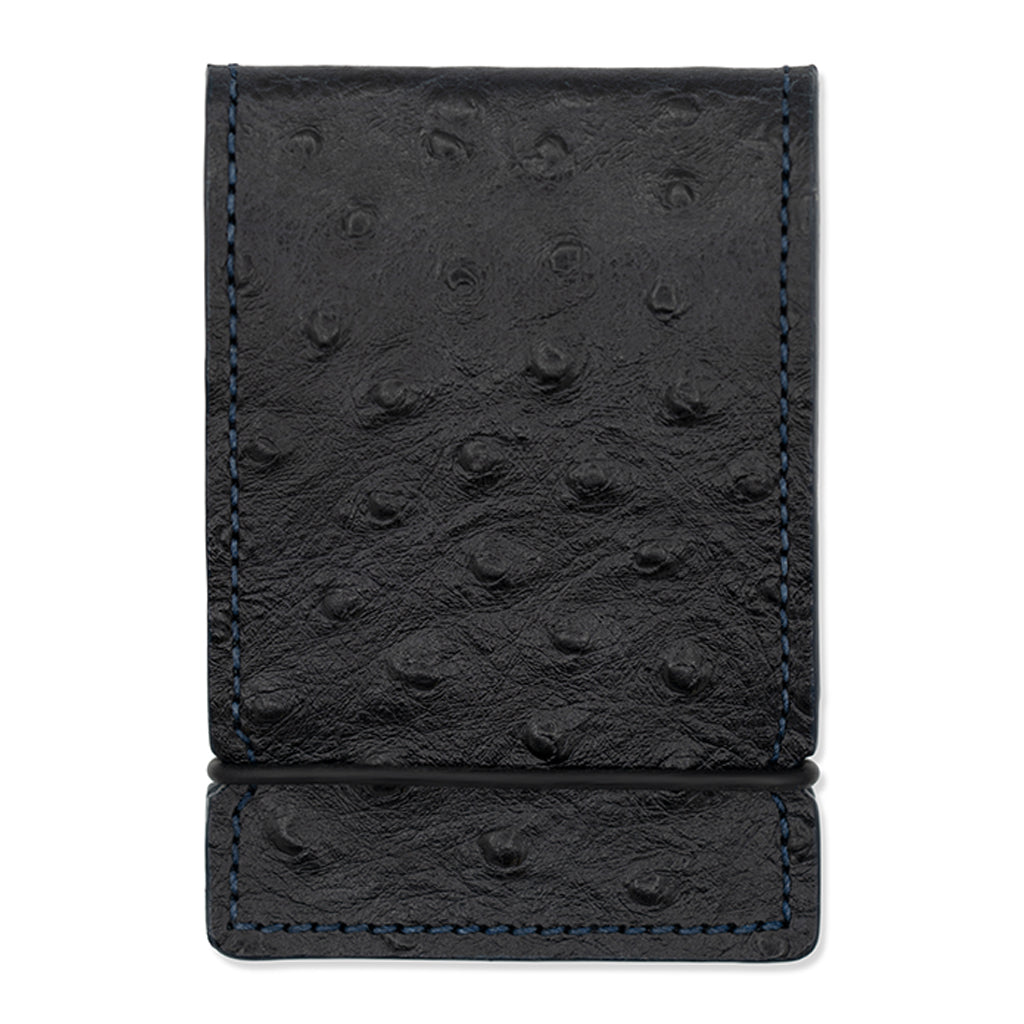BLACK OSTRICH CASH COVER WALLET
