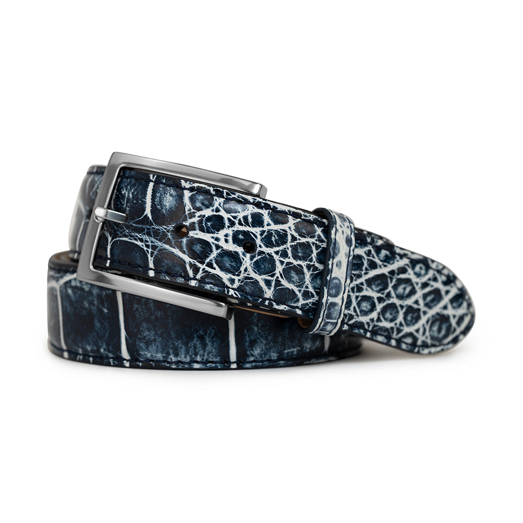 Navy Blue & White Alligator Genuine Calfskin Leather Golf 