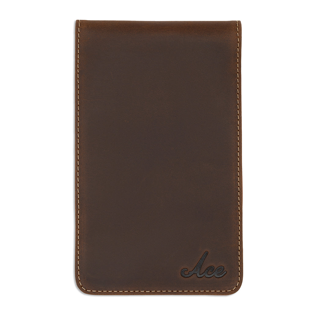 Brown Genuine Crazy Horse Leather Golf Scorecard Holder | Ace of