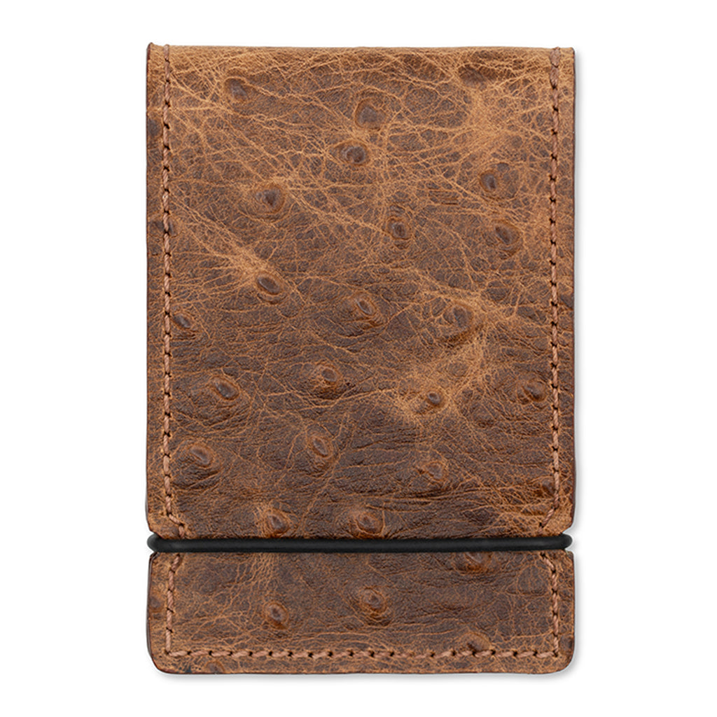 CHESTNUT OSTRICH CASH COVER WALLET