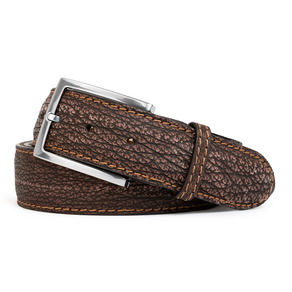 COGNAC BUFFED SHARK CUSTOM BELT