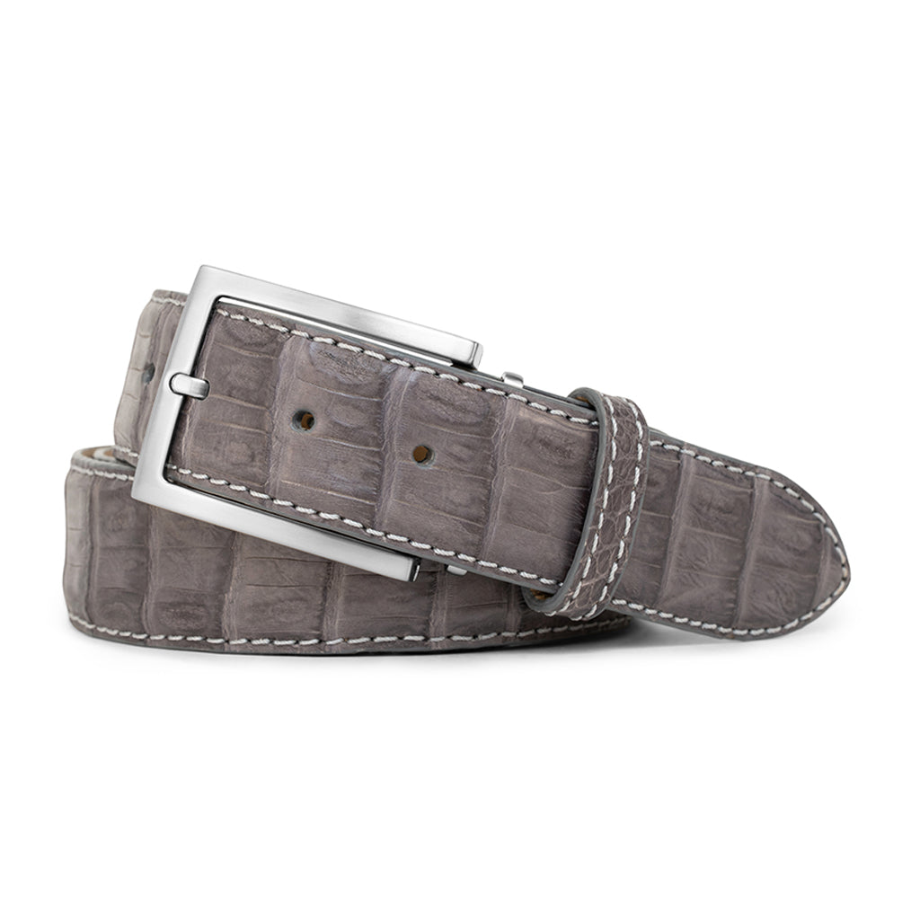 DARK GREY CAIMAN CROCODILE TAIL ALLIGATOR BELT | HANDMADE IN 