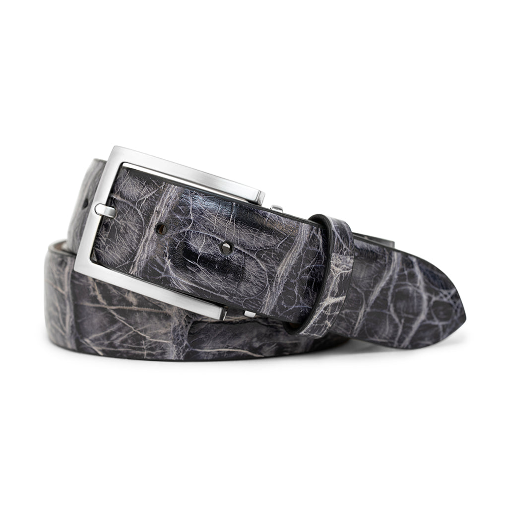 Grey & Black Genuine American Alligator Leather Golf Belt-Made in