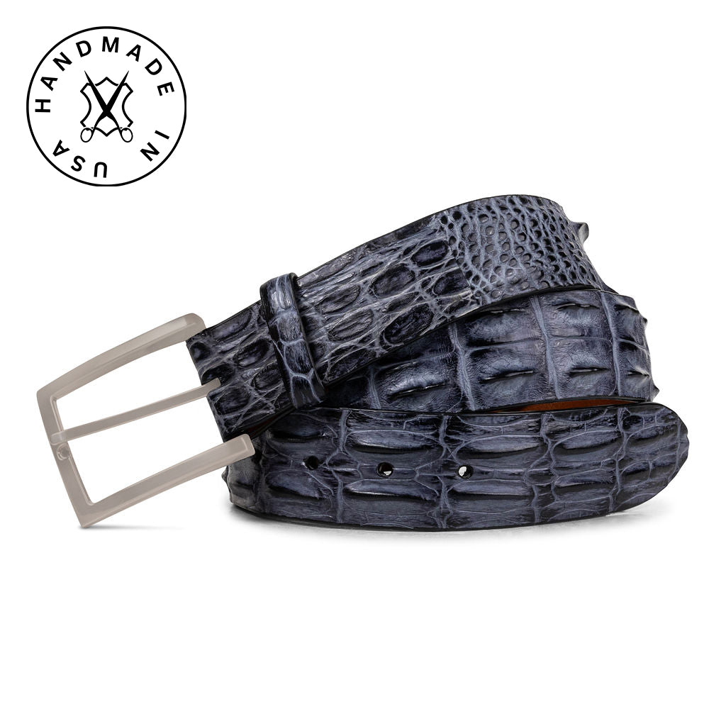 Gray & Black Hornback Crocodile Genuine Leather Handmade USA Golf 