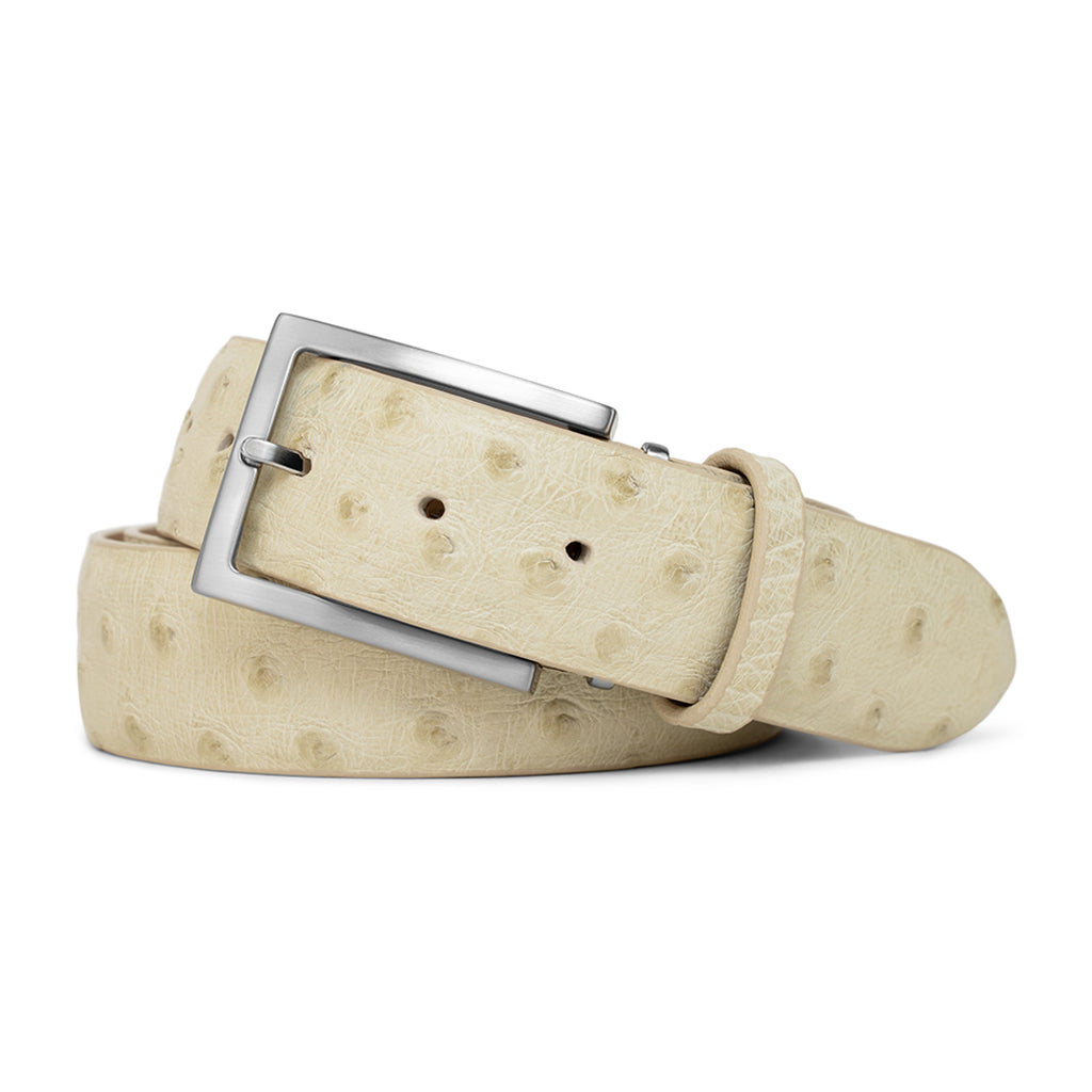IVORY GENUINE OSTRICH LEATHER GOLF BELT | HANDMADE IN USA – Ace of