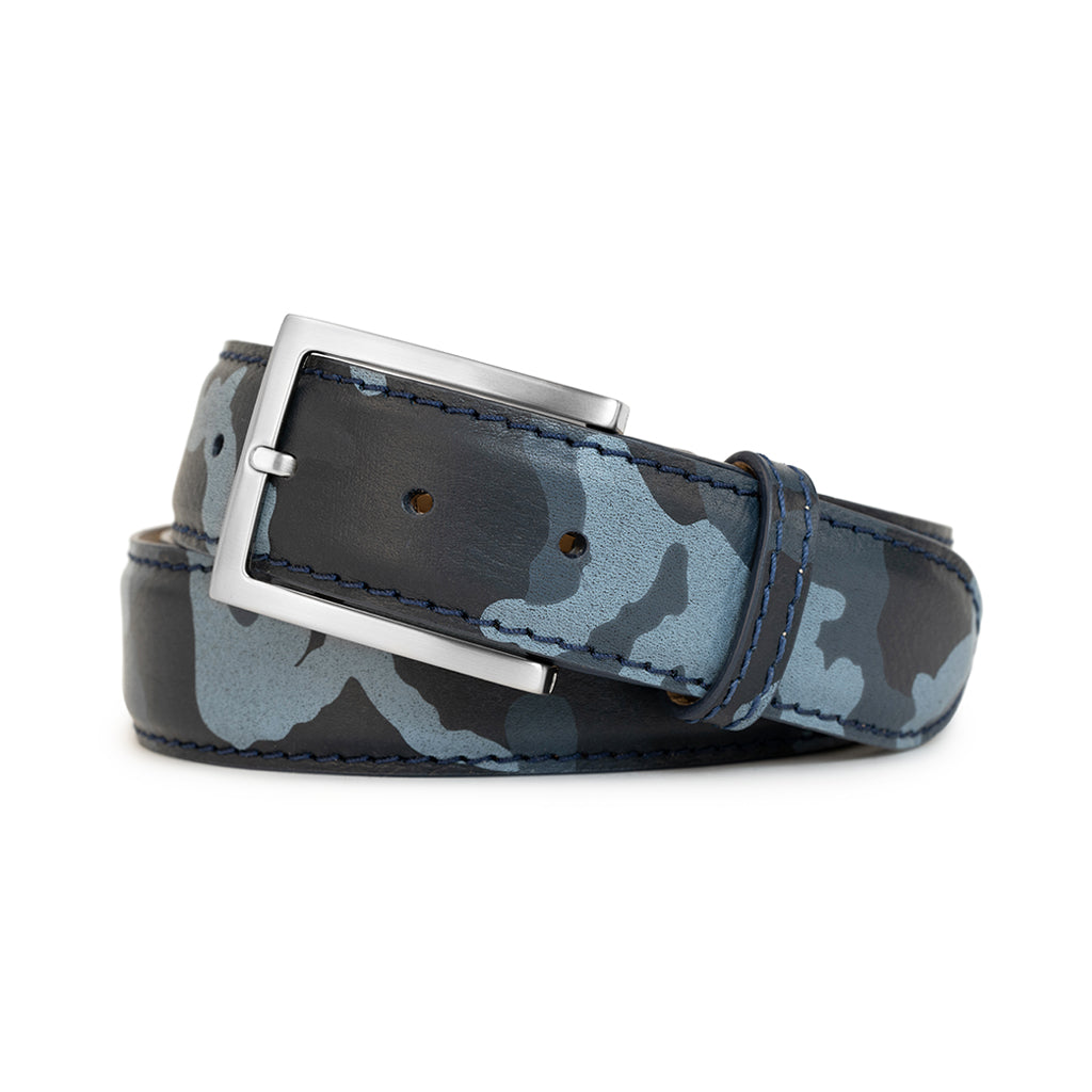 BLUE CAMO LEATHER CUSTOM BELT
