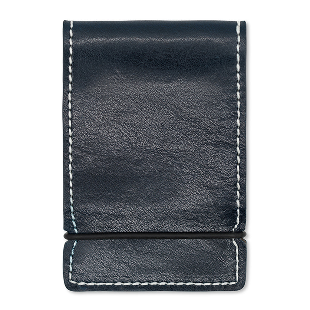 NAVY BLUE GENUINE CALFSKIN LEATHER CASH COVER GOLF WALLET MADE IN