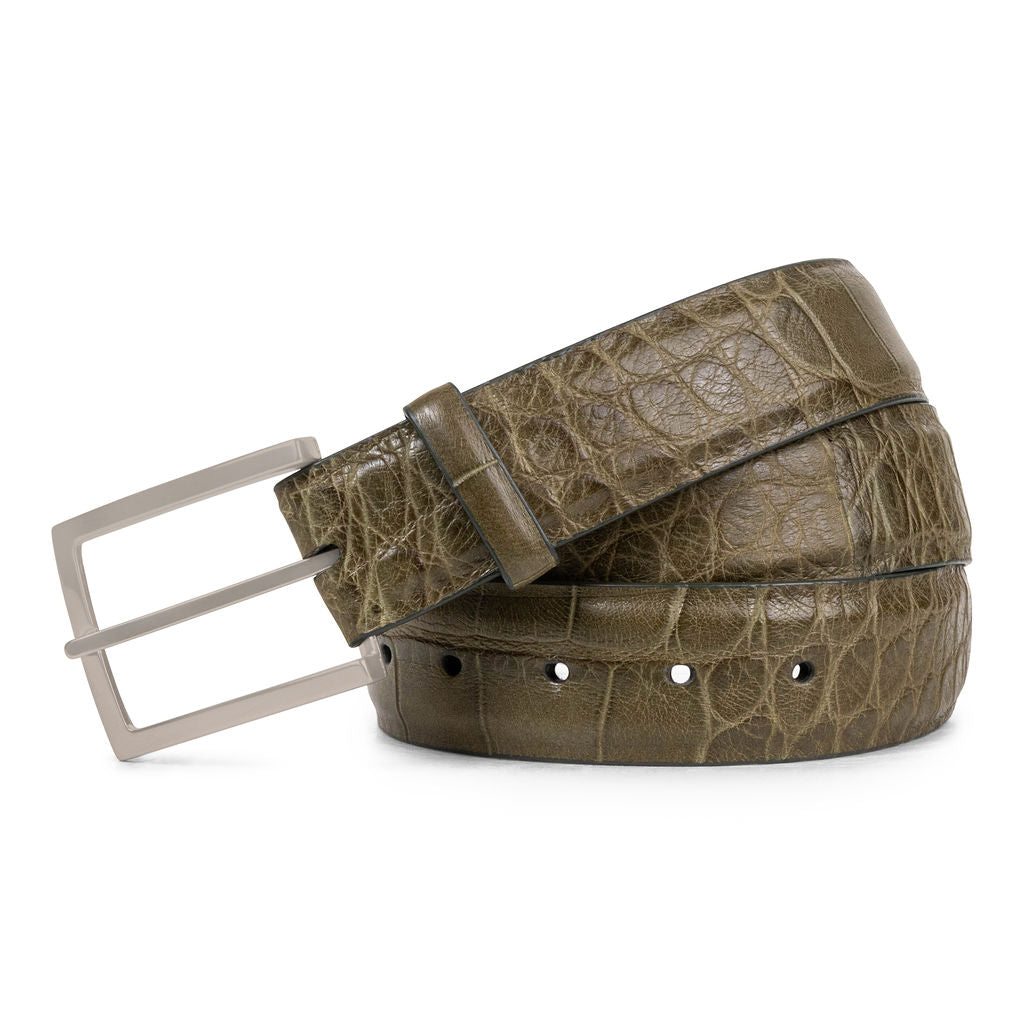 Olive Green Alligator Genuine Leather Handmade in USA Golf Belt