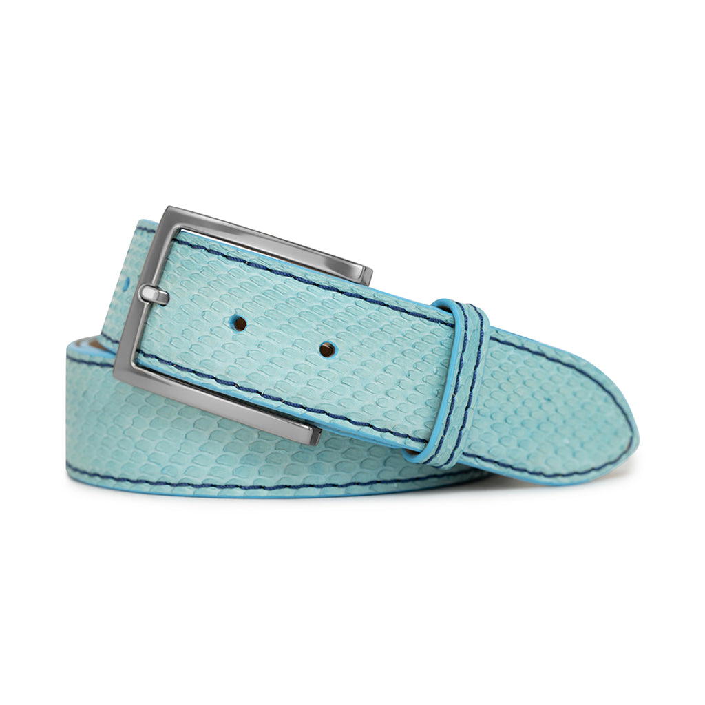 Handcrafted leather python and lizard  belt winged cross turquoise accents L Python & Snake Belts – Exotic Patterns | Jacob Hill Leather main image 4