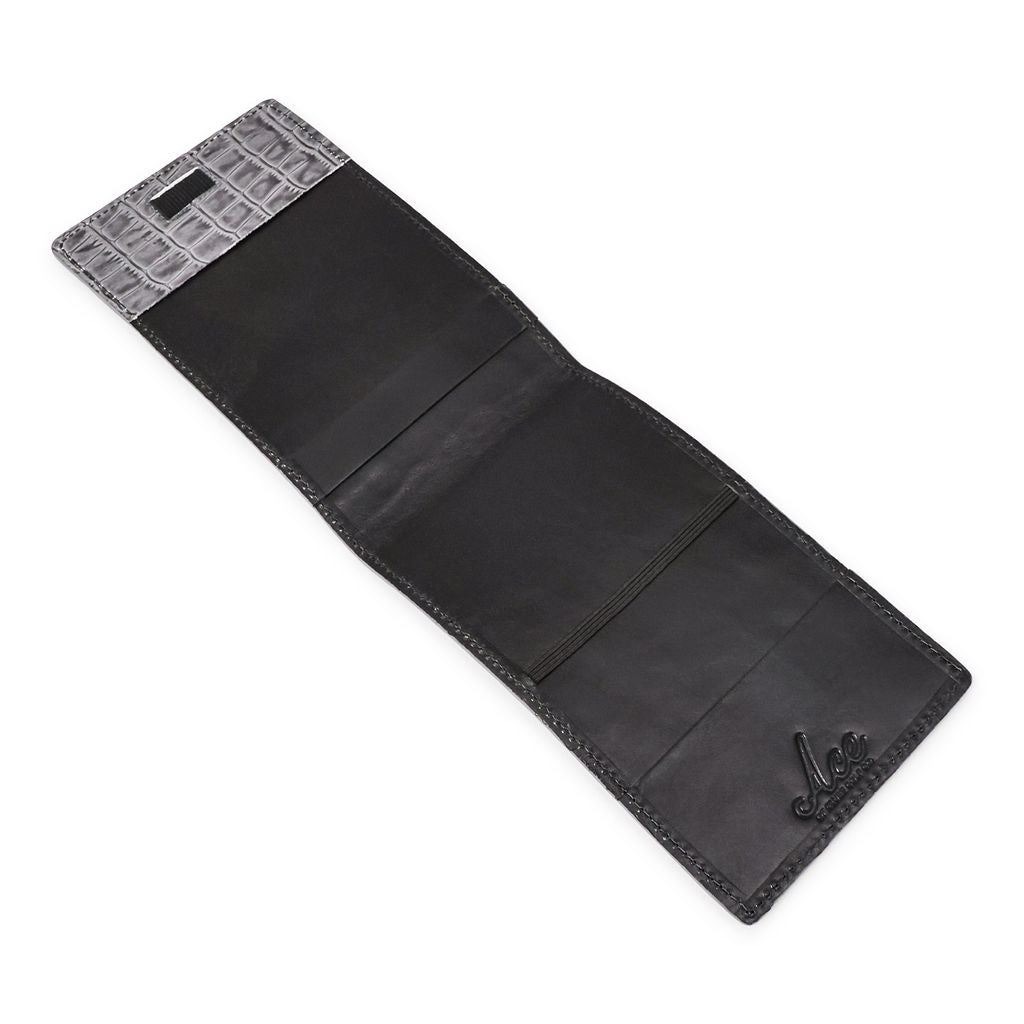 STEEL GRAY ALLIGATOR GENUINE LEATHER GOLF SCORECARD HOLDER – Ace