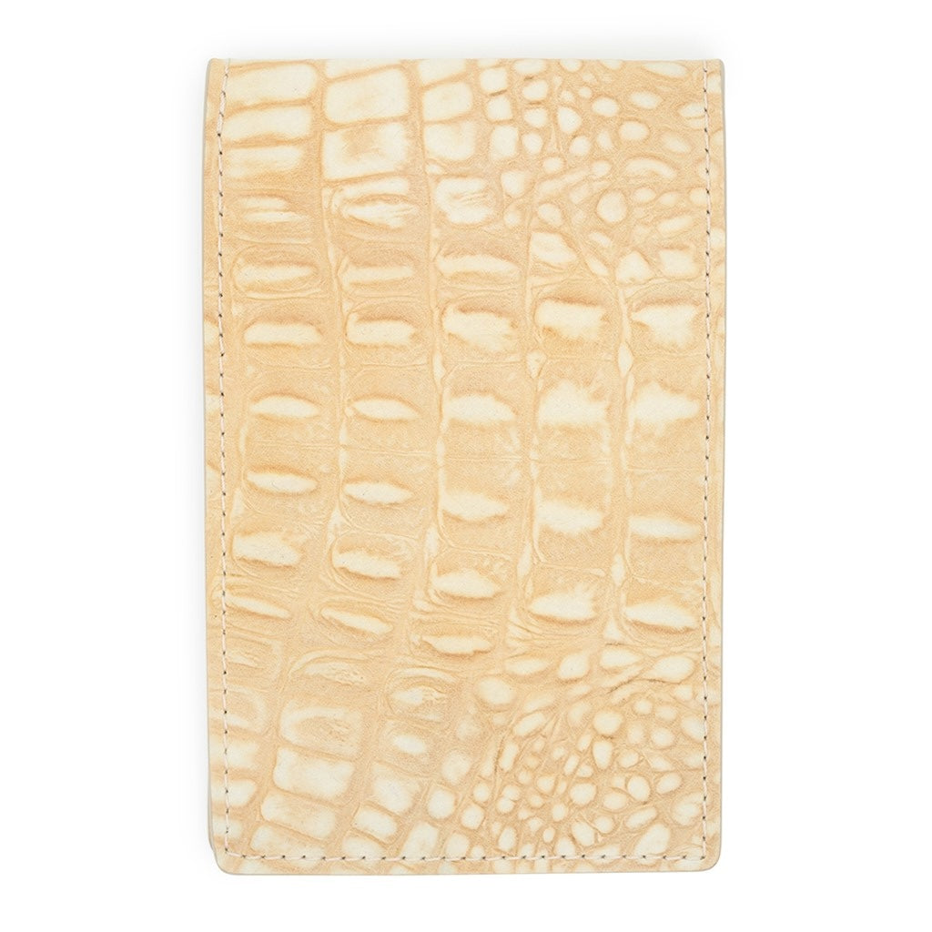 TAN SUEDE BUFFED ALLIGATOR GENUINE LEATHER GOLF SCORECARD HOLDER