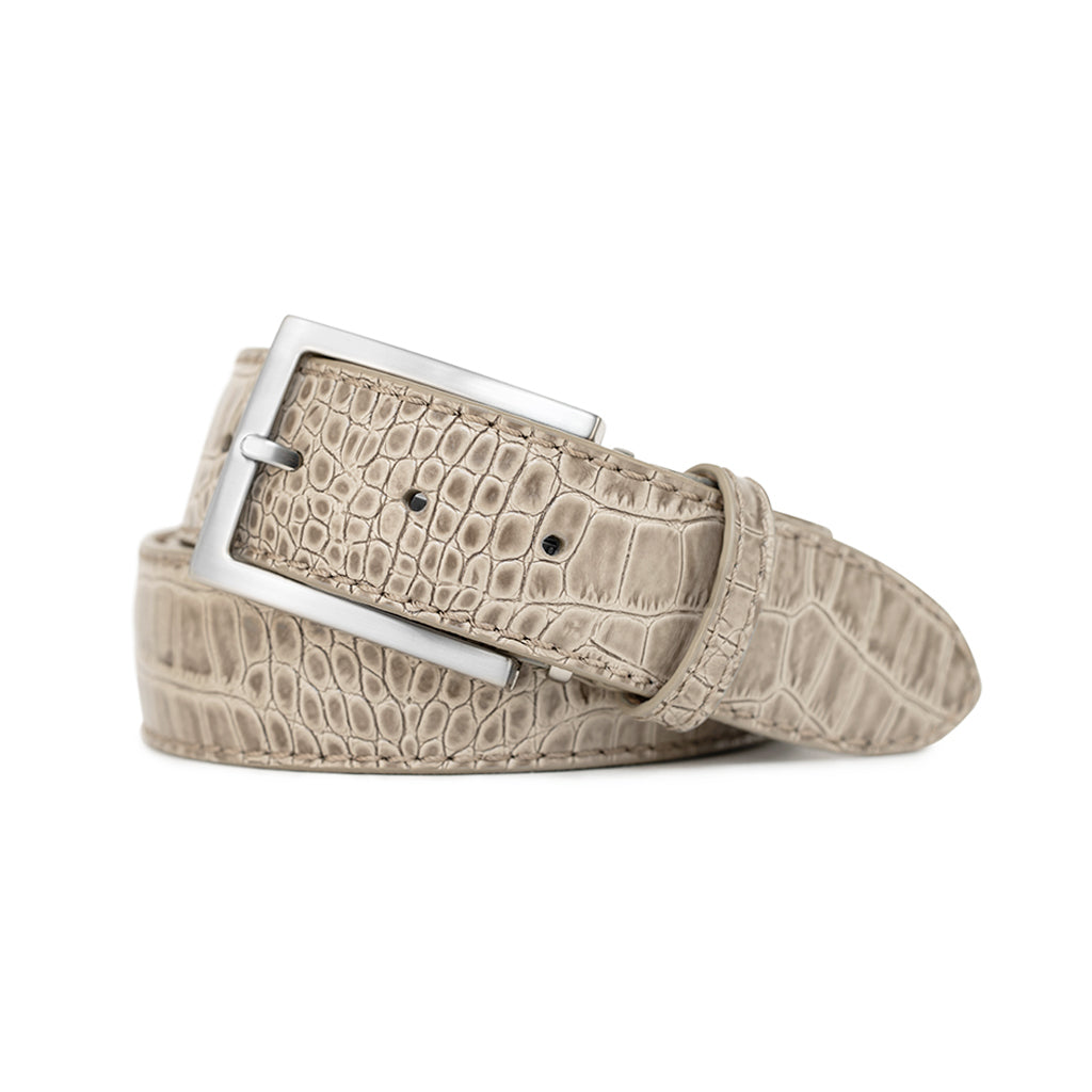 Taupe Alligator Genuine Calfskin Leather Golf Belt | Ace of Clubs