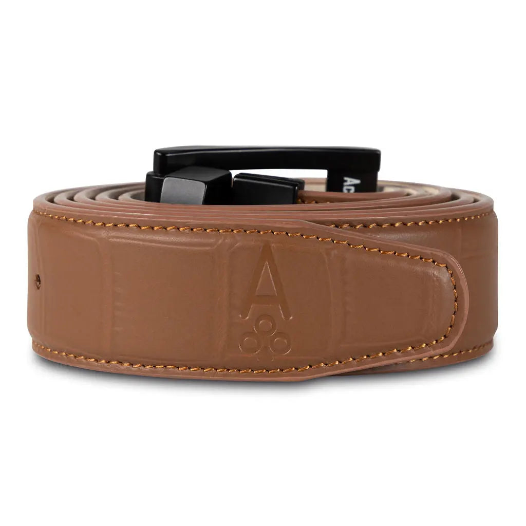 CARAMEL EMBOSSED ALLIGATOR BELT