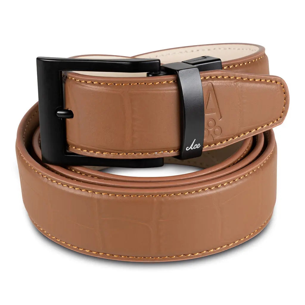 CARAMEL EMBOSSED ALLIGATOR BELT