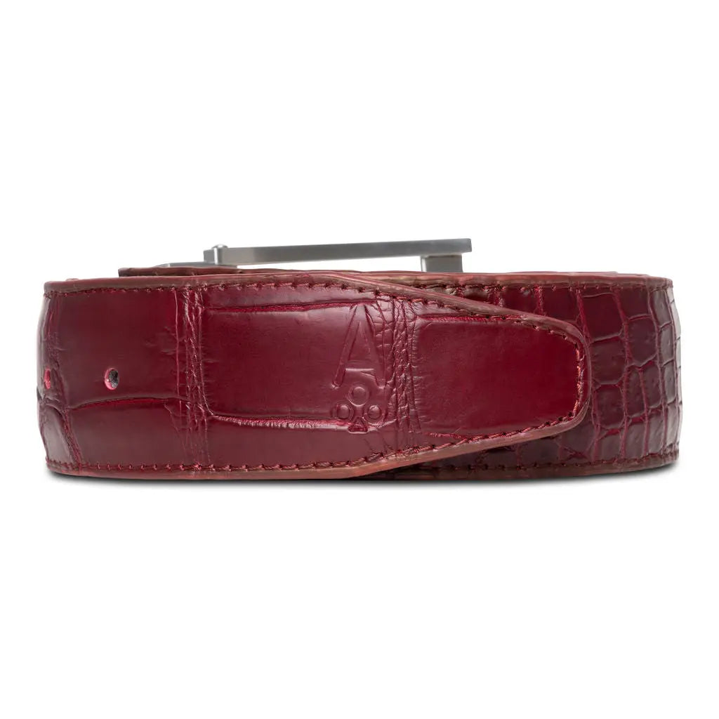 BLOOD RED ALLIGATOR BELT - Premium Genuine Alligator Belt from Ace of Clubs Golf Co. - Just $399.00! Shop now at Ace of Clubs Golf Company