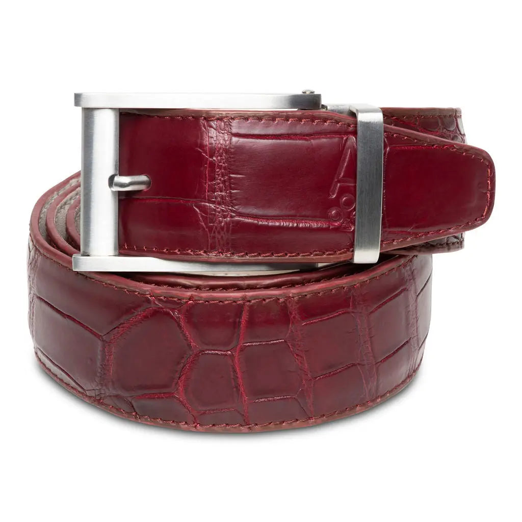 BLOOD RED ALLIGATOR BELT - Premium Genuine Alligator Belt from Ace of Clubs Golf Co. - Just $399.00! Shop now at Ace of Clubs Golf Company