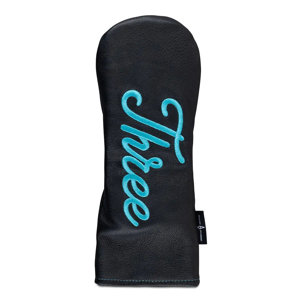THREE - BLACK LEATHER FW HEADCOVER