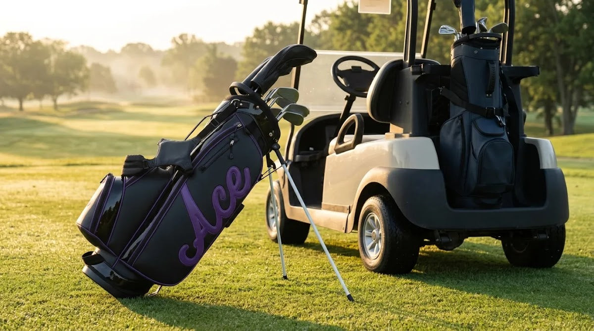 Hybrid golf bag setup for walking the course and riding in a cart
