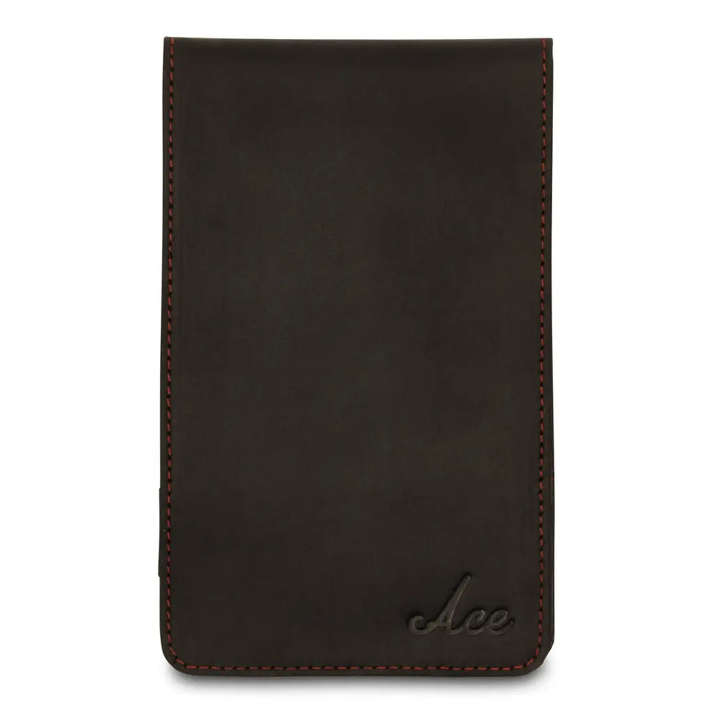 BLACK LEATHER YARDAGE BOOK COVER Ace of Clubs Golf Co.