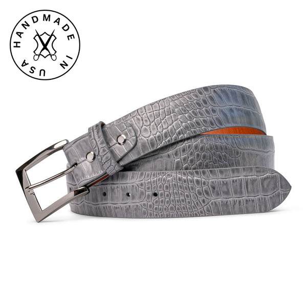 Steel Gray Alligator Genuine Calfskin Leather Golf Belt Ace of Clubs Ace of Clubs Golf Company
