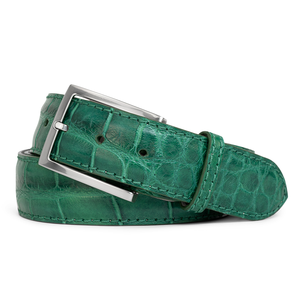 GREEN ALLIGATOR CUSTOM BELT
