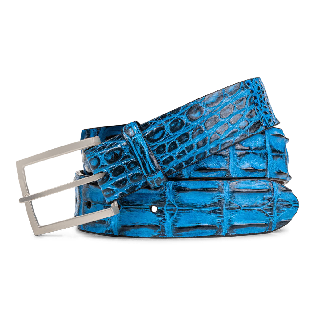 AZURE HORNBACK CROCODILE CUSTOM BELT