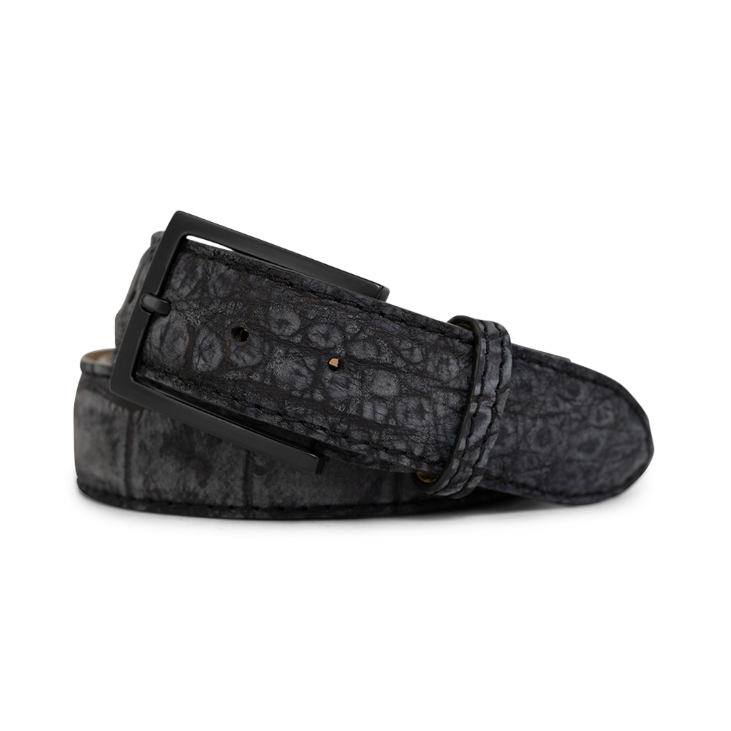 BLACK BUFFED ALLIGATOR CUSTOM BELT