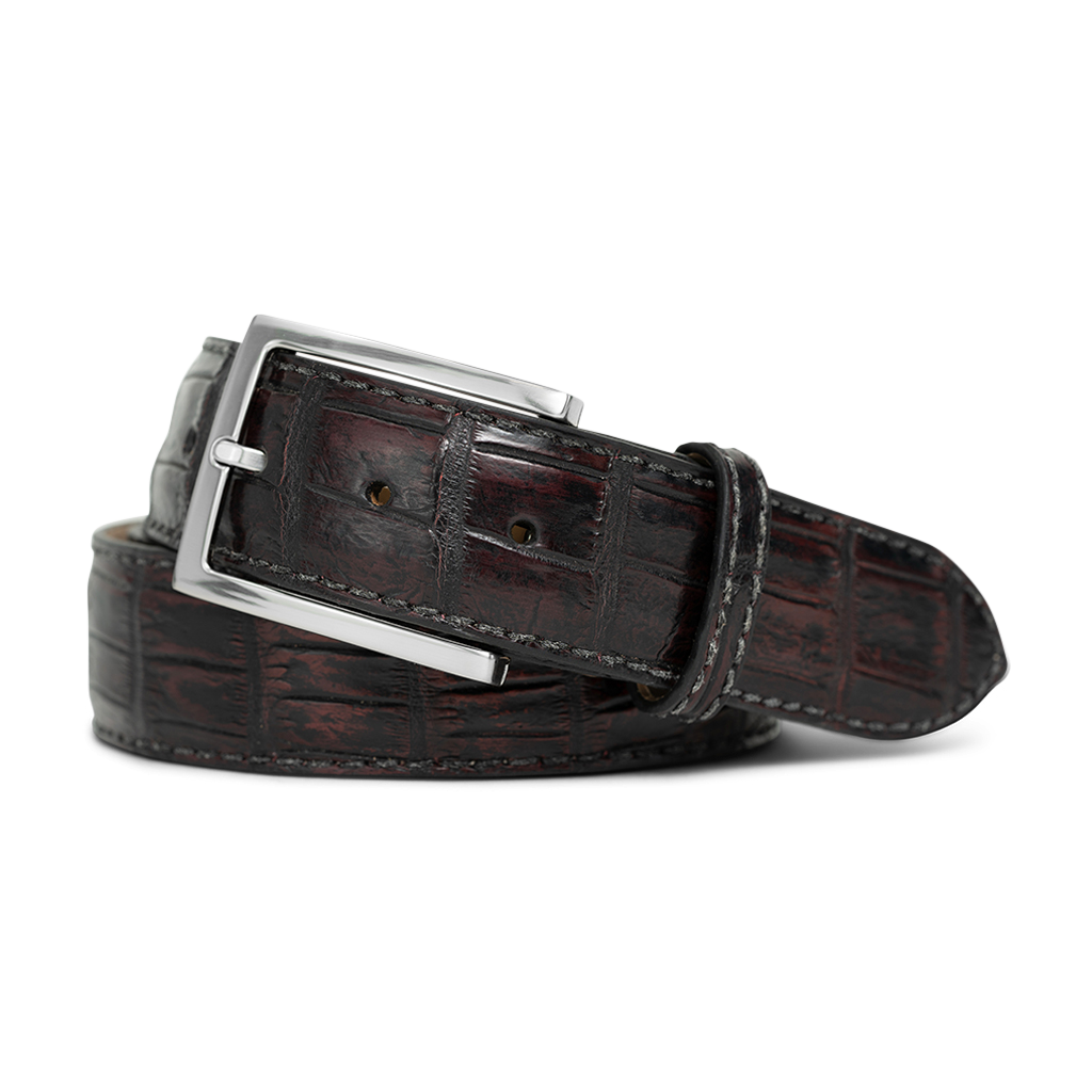 BLACK CHERRY ALLIGATOR CUSTOM BELT