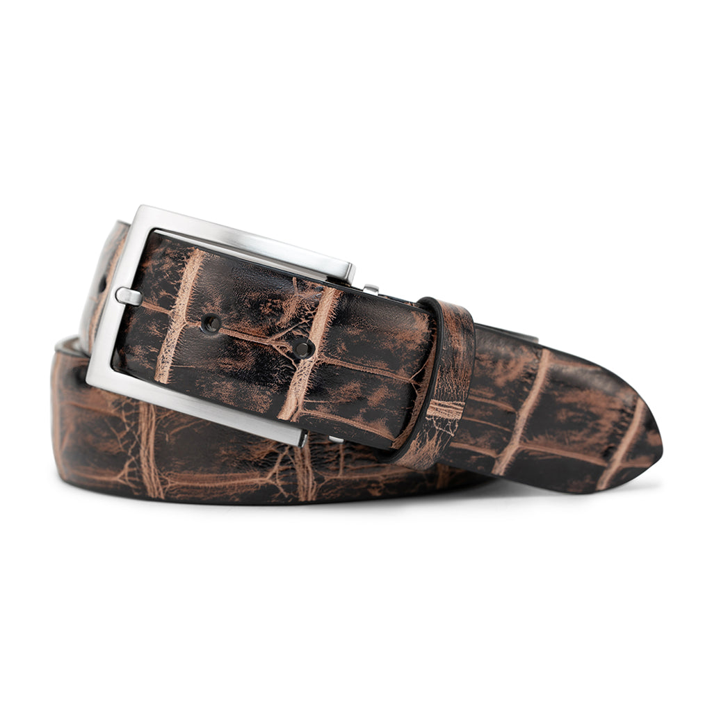 DENIM BLUE GENUINE OSTRICH LEG LEATHER GOLF BELT | MADE IN USA