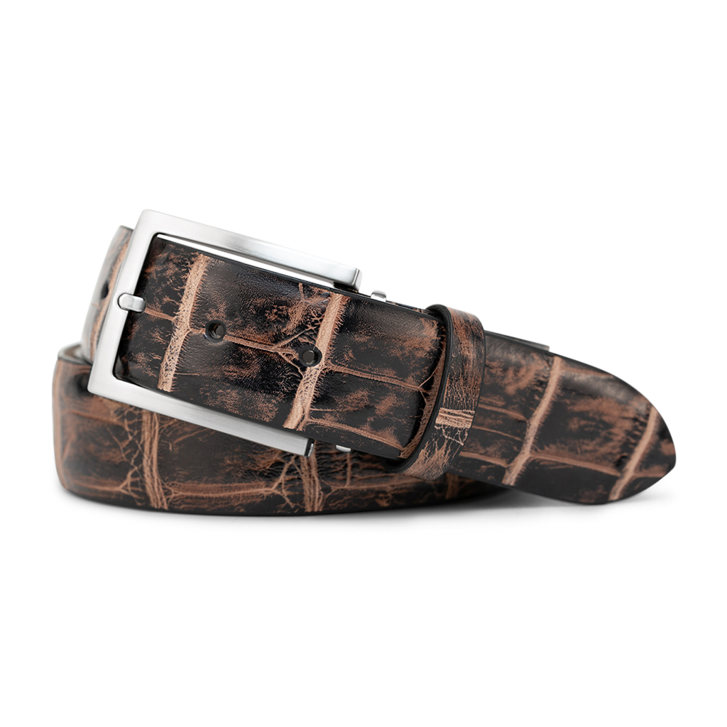 BROWN &amp; BLACK ALLIGATOR CUSTOM BELT