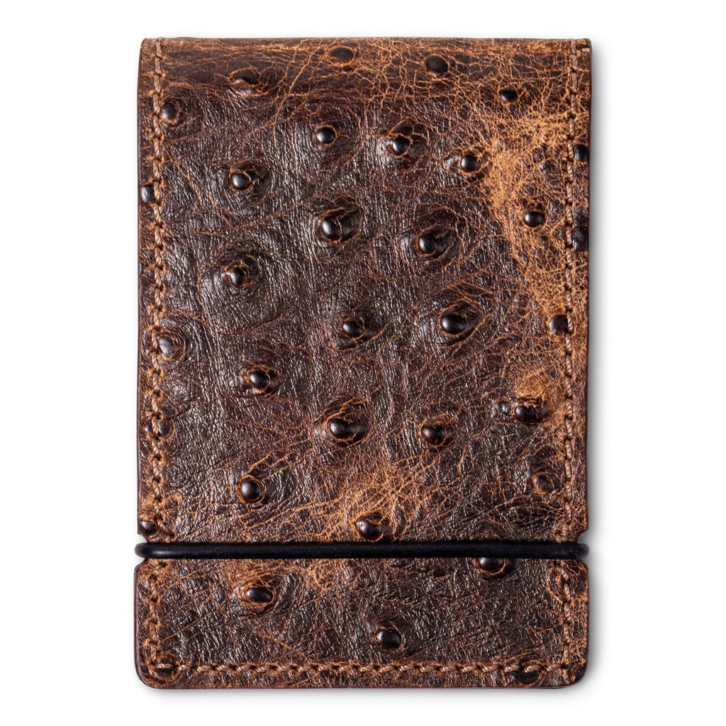 CHESTNUT OSTRICH CASH COVER WALLET