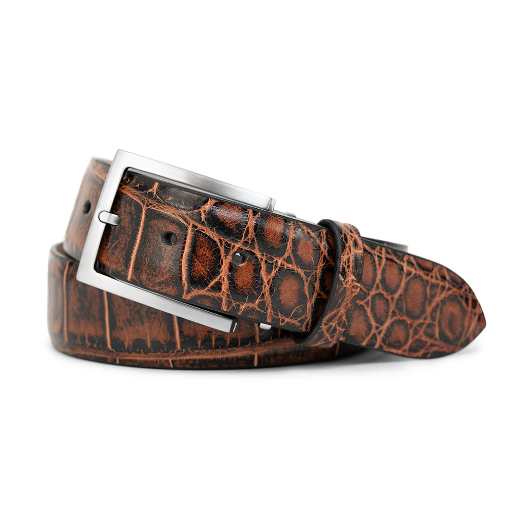Cognac Hornback Crocodile Genuine Leather Handmade USA Golf Belt